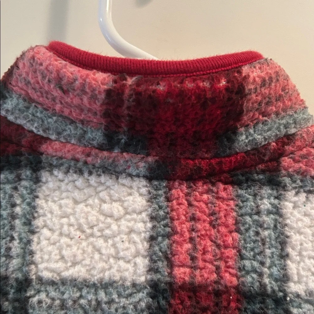 Gymboree 1/4 zip Plaid Fleece red pullover jacket pockets kids size 5T